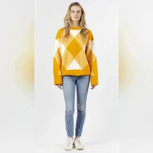 Lyla & Luxe Mango (yellow)/White Carter Check Sweater, size XS